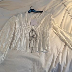 nwt, never worn, white dressy peplum top